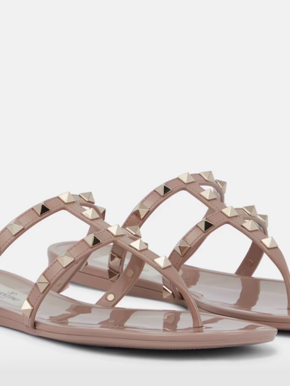 Valentino Garavani Nude Blush Patent Rockstud Thong Jelly Sandals